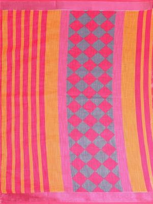 Yellow woven linen saree with blouse 4