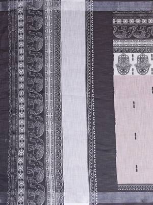 Grey woven linen saree with blouse 4