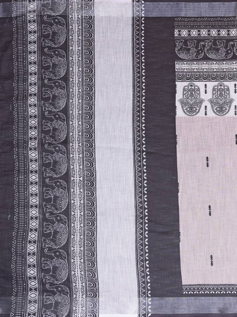 Grey woven linen saree with blouse