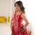 Red Patola Printed Rayon Navratri Lehenga Choli Set with Embroidered Mirror Work Koti Jacket 