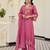 Pink cotton embroidered straight kurta set for women with pant and dupatta