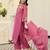 Pink cotton embroidered straight kurta set for women with pant and dupatta