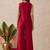 Women's silk blend red embroidered kurti set with palazzo