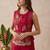 Women's silk blend red embroidered kurti set with palazzo