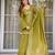 Olive chinon straight foil printed kurta set for women with dupatta and palazzo