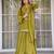 Olive chinon straight foil printed kurta set for women with dupatta and palazzo