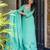 Aqua chinon straight foil printed kurta set for women with dupatta and palazzo