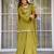 Olive chinon straight foil printed kurta set for women with dupatta and palazzo