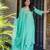 Aqua chinon straight foil printed kurta set for women with dupatta and palazzo