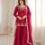 Dark pink silk blend straight embroidered kurta set for women with dupatta and sharara