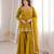 Mustard silk blend straight embroidered kurta set for women with dupatta and sharara