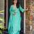 Aqua chinon straight foil printed kurta set for women with dupatta and palazzo