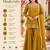 Mustard silk blend straight embroidered kurta set for women with dupatta and sharara