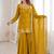 Mustard silk blend straight embroidered kurta set for women with dupatta and sharara