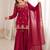 Dark pink silk blend straight embroidered kurta set for women with dupatta and sharara