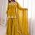 Mustard silk blend straight embroidered kurta set for women with dupatta and sharara
