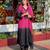 Women's pink crepe embroidered straight kurta set with dupatta and pant