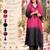 Women's pink crepe embroidered straight kurta set with dupatta and pant
