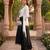 Women's white crepe embroidered straight kurta set with dupatta and pant