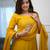 Women's chanderi yellow embroidered kurta set with dupatta and pant