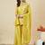 Women's yellow silk blend embroidered kurta set with dupatta and palazzo