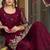 Women's satin maroon embroidered kurta set with dupatta and palazzo