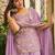 Women's silk blend lavender embroidered kurta set with dupatta and sharara
