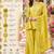 Women's yellow silk blend embroidered kurta set with dupatta and palazzo