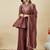 Women's brown silk blend embroidered kurta set with dupatta and palazzo