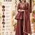 Women's brown silk blend embroidered kurta set with dupatta and palazzo