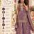 Women's purple silk blend embroidered straight kurta set with dupatta and palazzo