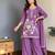 Purple chinon embroidered straight kurta set for women with dupatta and palazzo