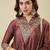Women's brown silk blend embroidered kurta set with dupatta and palazzo