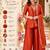 Women's orange silk blend embroidered kurta set with dupatta and palazzo