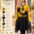 Women's yellow crepe embroidered straight kurta set with dupatta and pant