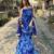 Women's blue georgette printed straight kurta set with dupatta and sharara