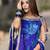 Women's blue georgette printed straight kurta set with dupatta and sharara