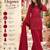 Women's red georgette embroidered straight kurti set with dupatta and pant