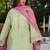 Women's light green silk blend straight kurta set with dupatta and pant