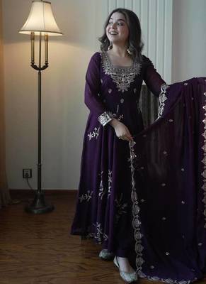 Designer fox georgette embroidered suit set 1