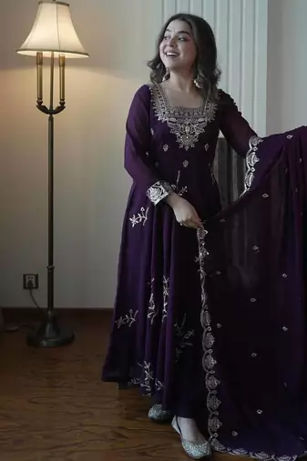 Designer fox georgette embroidered suit set