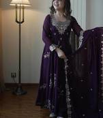 Designer fox georgette embroidered suit set