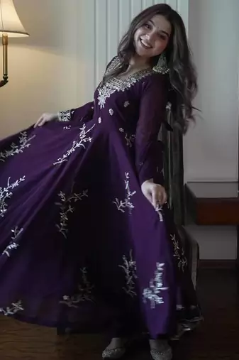 Designer fox georgette embroidered suit set