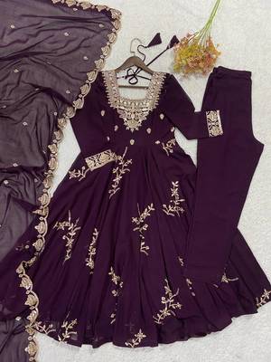 Designer fox georgette embroidered suit set 4