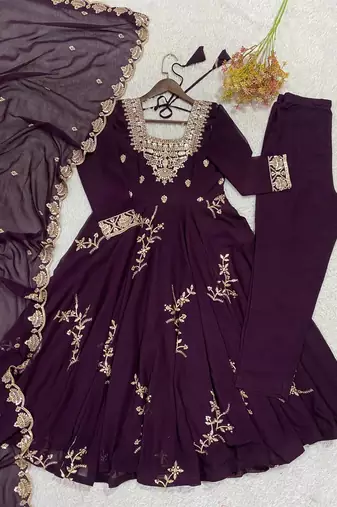 Designer fox georgette embroidered suit set