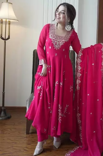 Designer fox georgette embroidered suit set