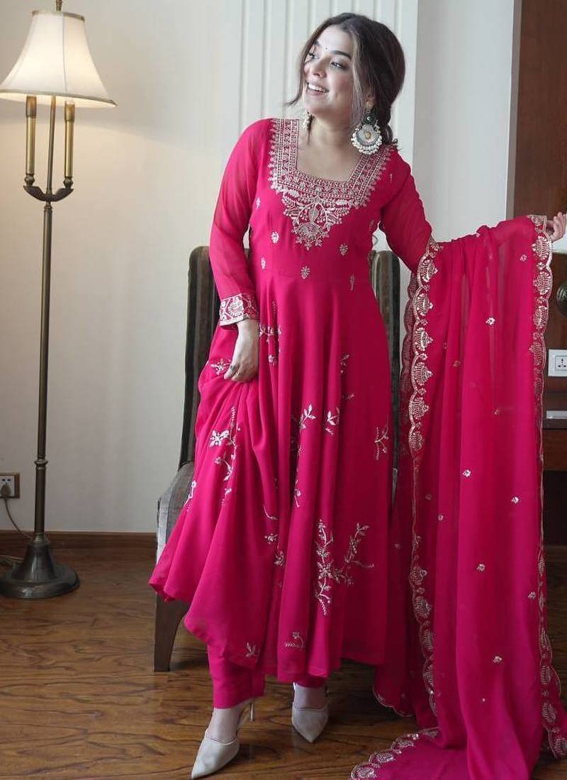 Designer fox georgette embroidered suit set