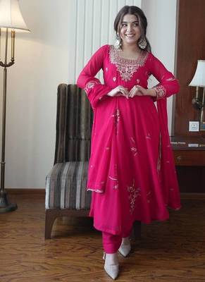 Designer fox georgette embroidered suit set 2