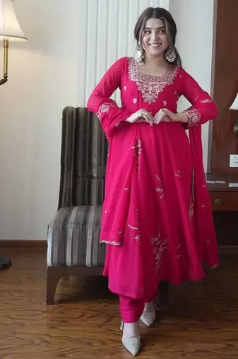 Designer fox georgette embroidered suit set