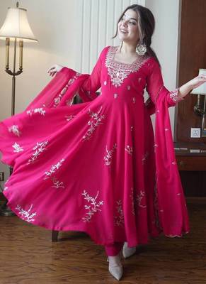 Designer fox georgette embroidered suit set 3